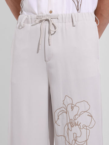 Men's White Regular Fit Retro Joggers