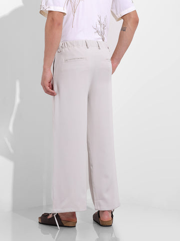 Men's White Regular Fit Retro Joggers