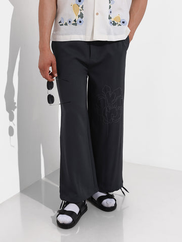 Men's Grey Regular Fit Retro Joggers