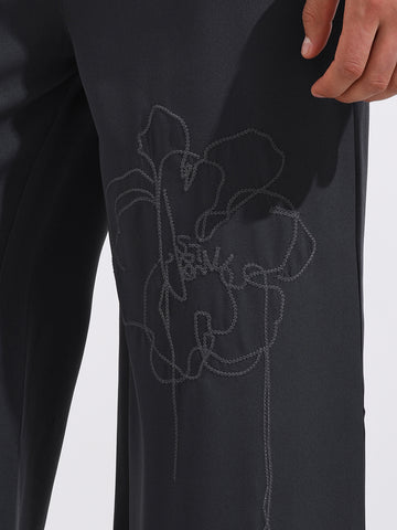 Men's Grey Regular Fit Retro Joggers