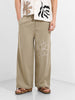Men's Earthy Green Regular Fit Embroided Retro Joggers