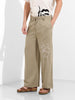 Men's Earthy Green Regular Fit Embroided Retro Joggers
