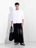 Men's Black Regular Fit Embroided Retro Joggers