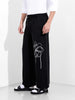 Men's Black Regular Fit Embroided Retro Joggers