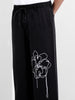 Men's Black Regular Fit Embroided Retro Joggers