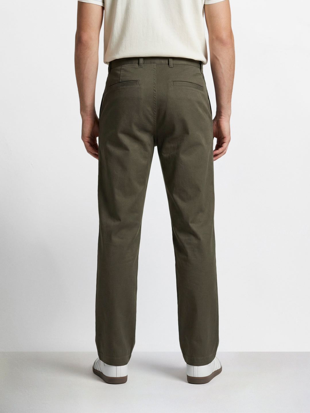Men's Olive Relaxed Fit Solid Casual Trousers