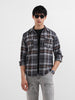 Men's Grey Regular Fit Casual Checked Shirt