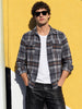 Men's Grey Regular Fit Checkered Casual Shirt