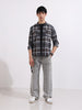 Men's Grey Regular Fit Casual Checked Shirt