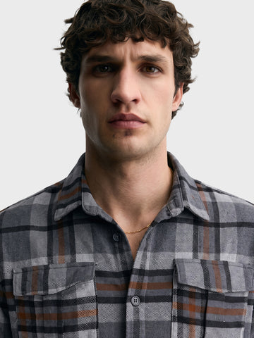 Men's Grey Regular Fit Checkered Casual Shirt