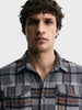 Men's Grey Regular Fit Checkered Casual Shirt
