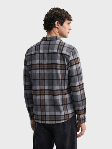 Men's Grey Regular Fit Checkered Casual Shirt