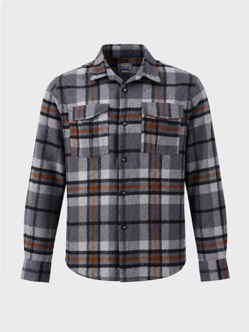 Men's Grey Regular Fit Checkered Casual Shirt