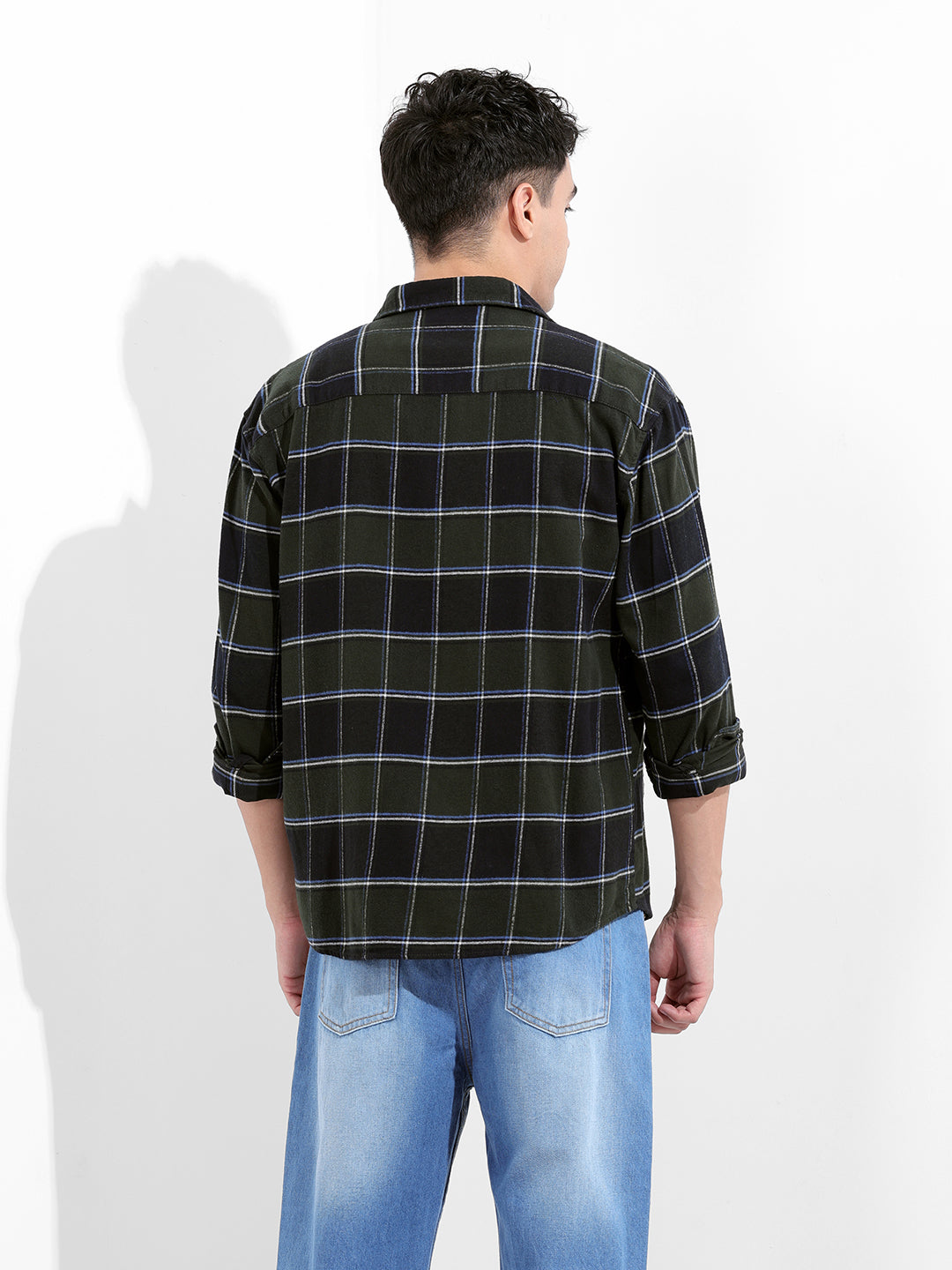 Men's Green Relaxed Fit Printed  Street Shirt