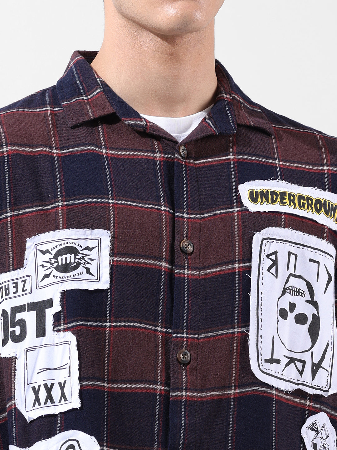 Men's Brown Relaxed Fit Patched Street Shirt