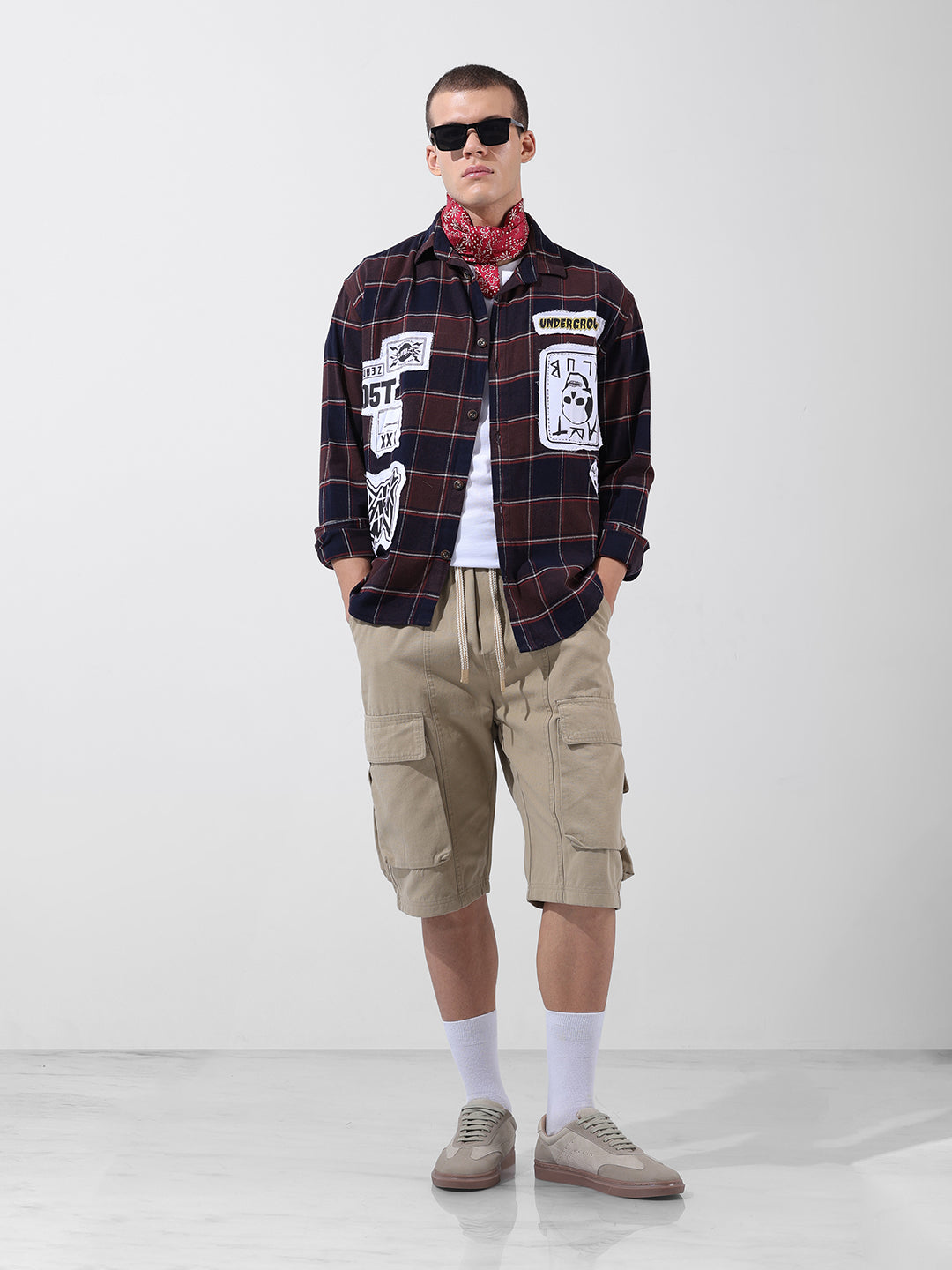 Men's Brown Relaxed Fit Patched Street Shirt