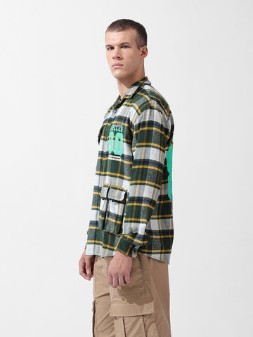 Men's Green Relaxed Fit Checkered Street Shirt