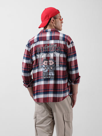 Men's Red Relaxed Fit Checkered Street Shirt