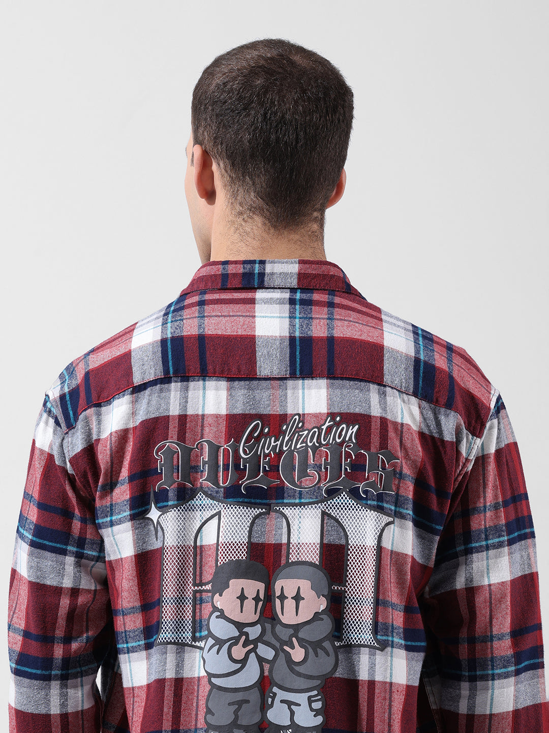 Men's Red Relaxed Fit Checkered Street Shirt