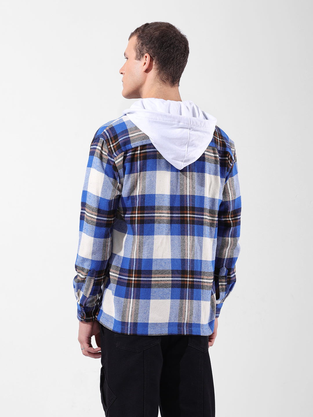 Men's Blue Relaxed Fit Checked Casual Shirt