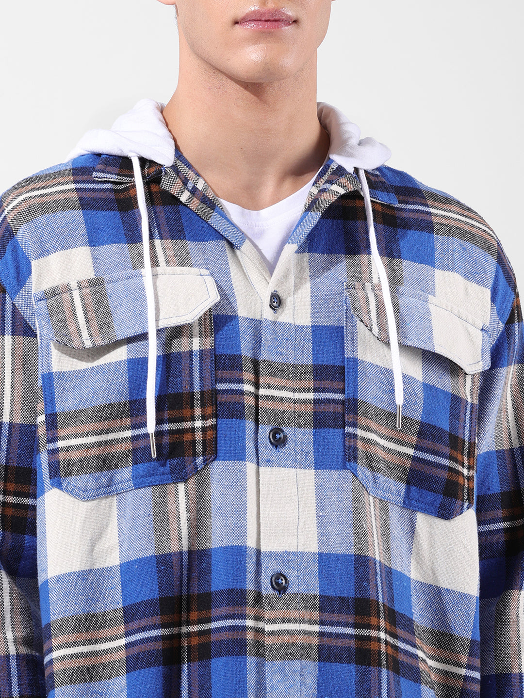 Men's Blue Relaxed Fit Checked Casual Shirt