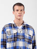 Men's Blue Relaxed Fit Checked Casual Shirt