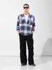Men's Blue Relaxed Fit Checked Casual Shirt