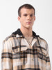 Men's Khaki Relaxed Fit Checked Casual Shirt