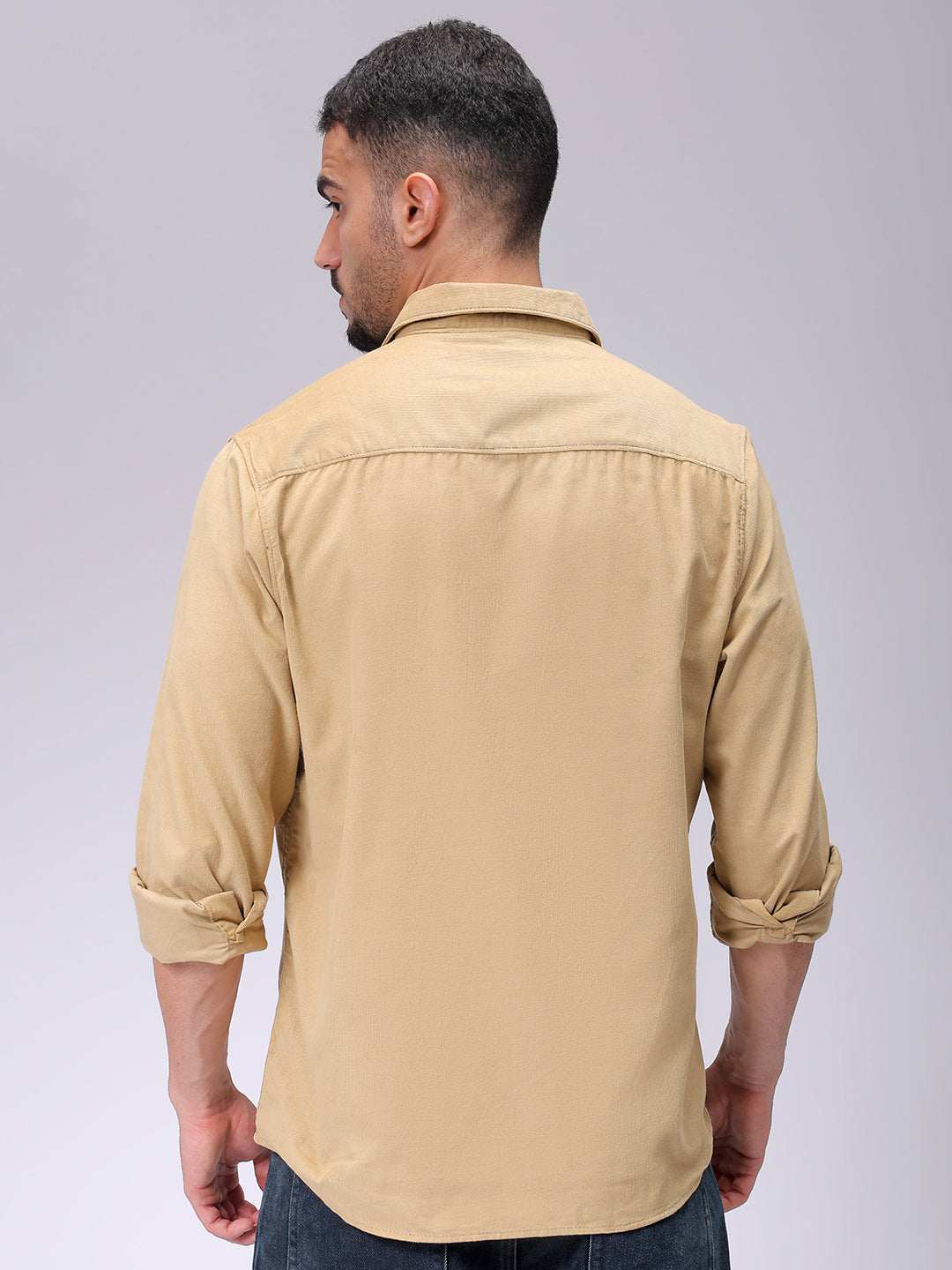 Men's Beige Regular Fit Solid Casual Shirt