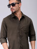 Men's Olive Regular Fit Solid Casual Shirt