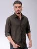 Men's Olive Regular Fit Solid Casual Shirt