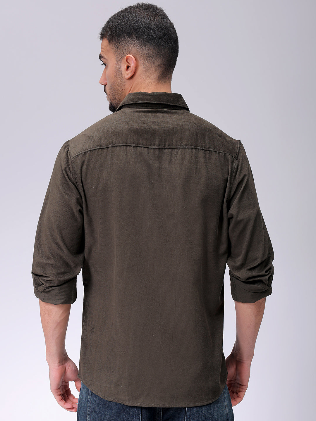 Men's Olive Regular Fit Solid Casual Shirt