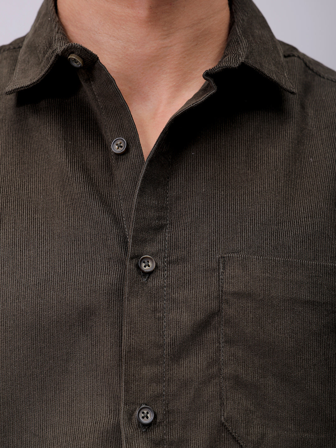 Men's Olive Regular Fit Solid Casual Shirt
