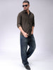 Men's Olive Regular Fit Solid Casual Shirt