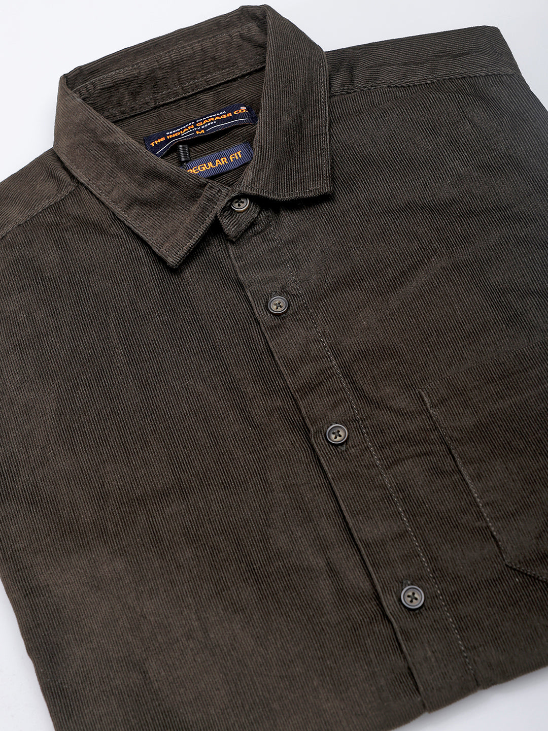 Men's Olive Regular Fit Solid Casual Shirt