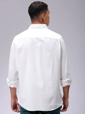 Men's White Regular Fit Solid Casual Shirt