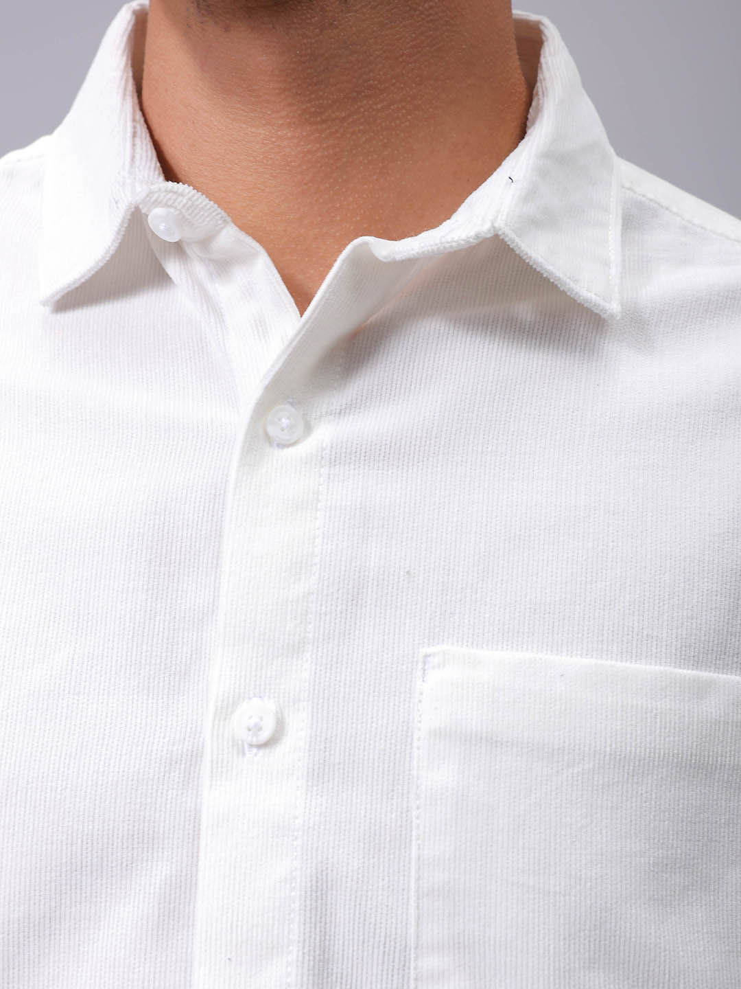 Men's White Regular Fit Solid Casual Shirt