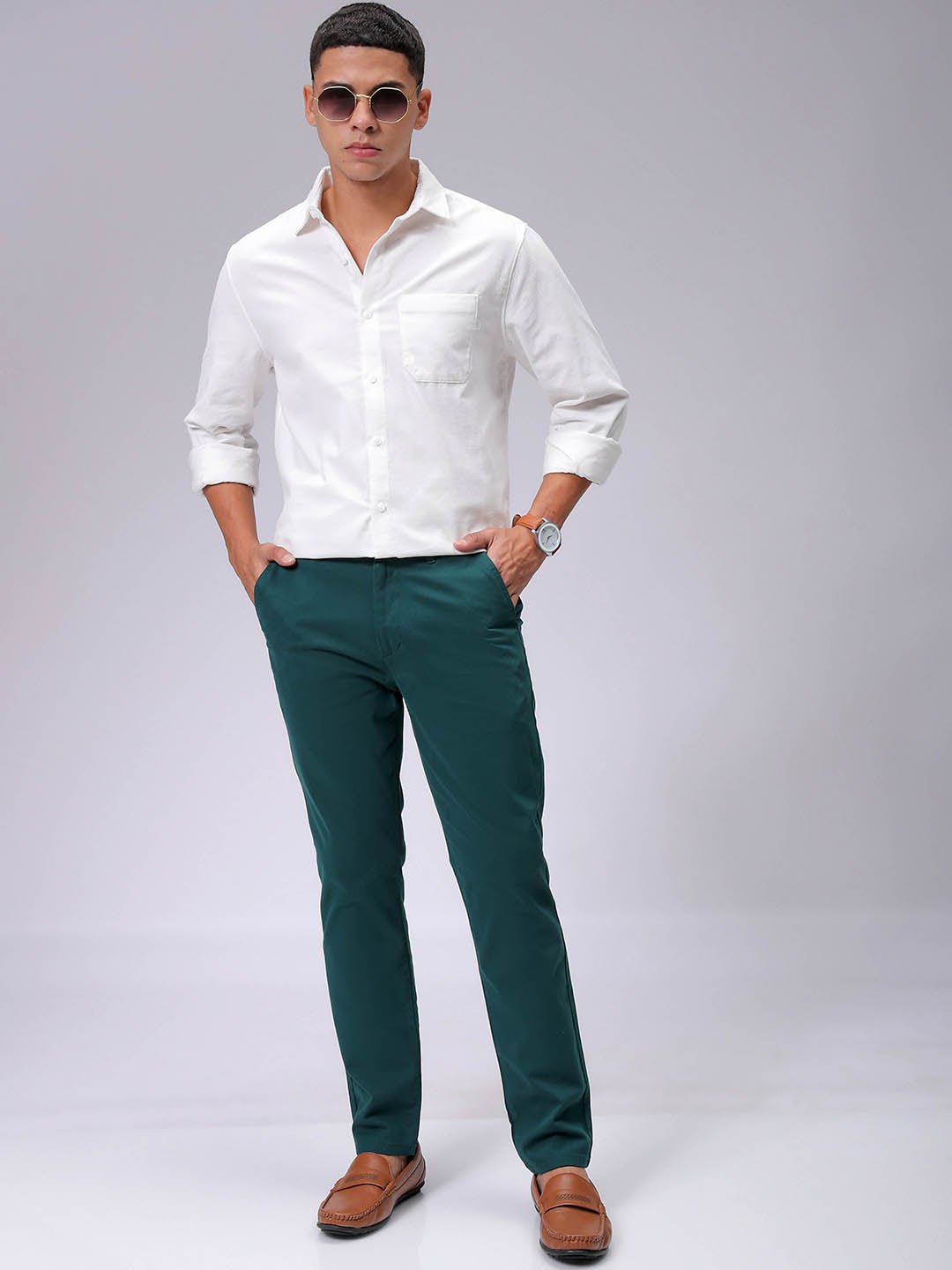 Men's White Regular Fit Solid Casual Shirt
