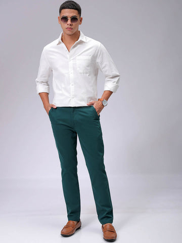 Men's White Regular Fit Solid Casual Shirt