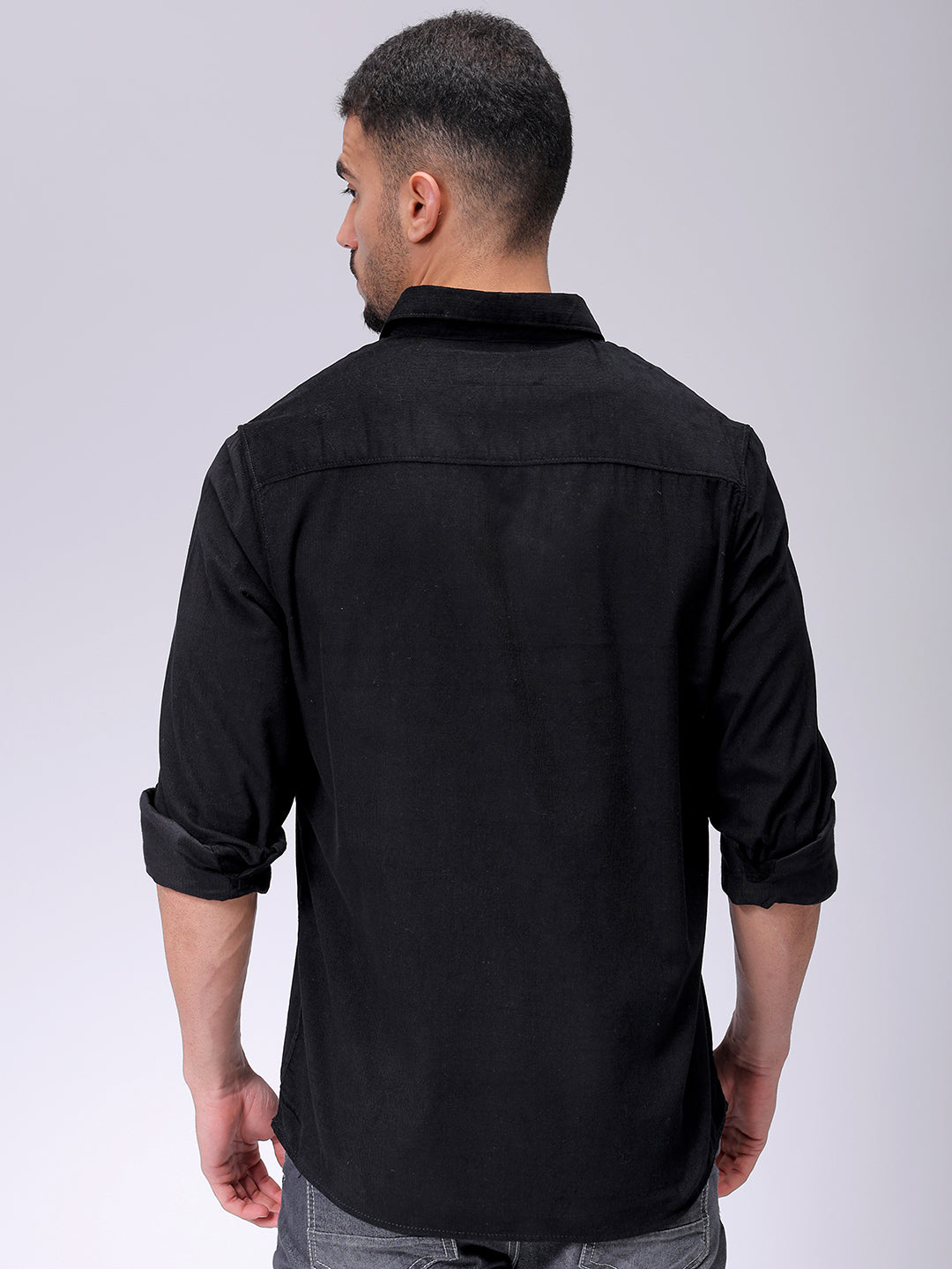 Men's Black Regular Fit Solid Casual Shirt