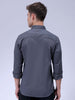 Men's Grey Slim Fit Solid Textured Shirt