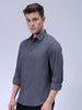 Men's Grey Slim Fit Solid Textured Shirt