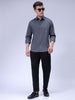 Men's Grey Slim Fit Solid Textured Shirt