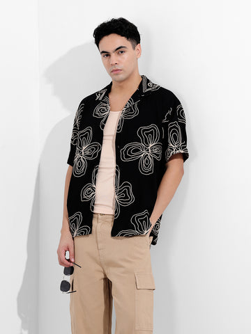 Men's Black Relaxed Fit Casual Shirt