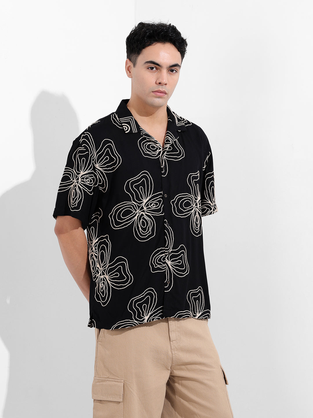 Men's Black Relaxed Fit Casual Shirt