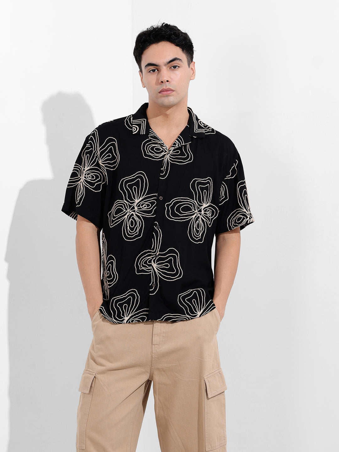 Men's Black Relaxed Fit Casual Shirt