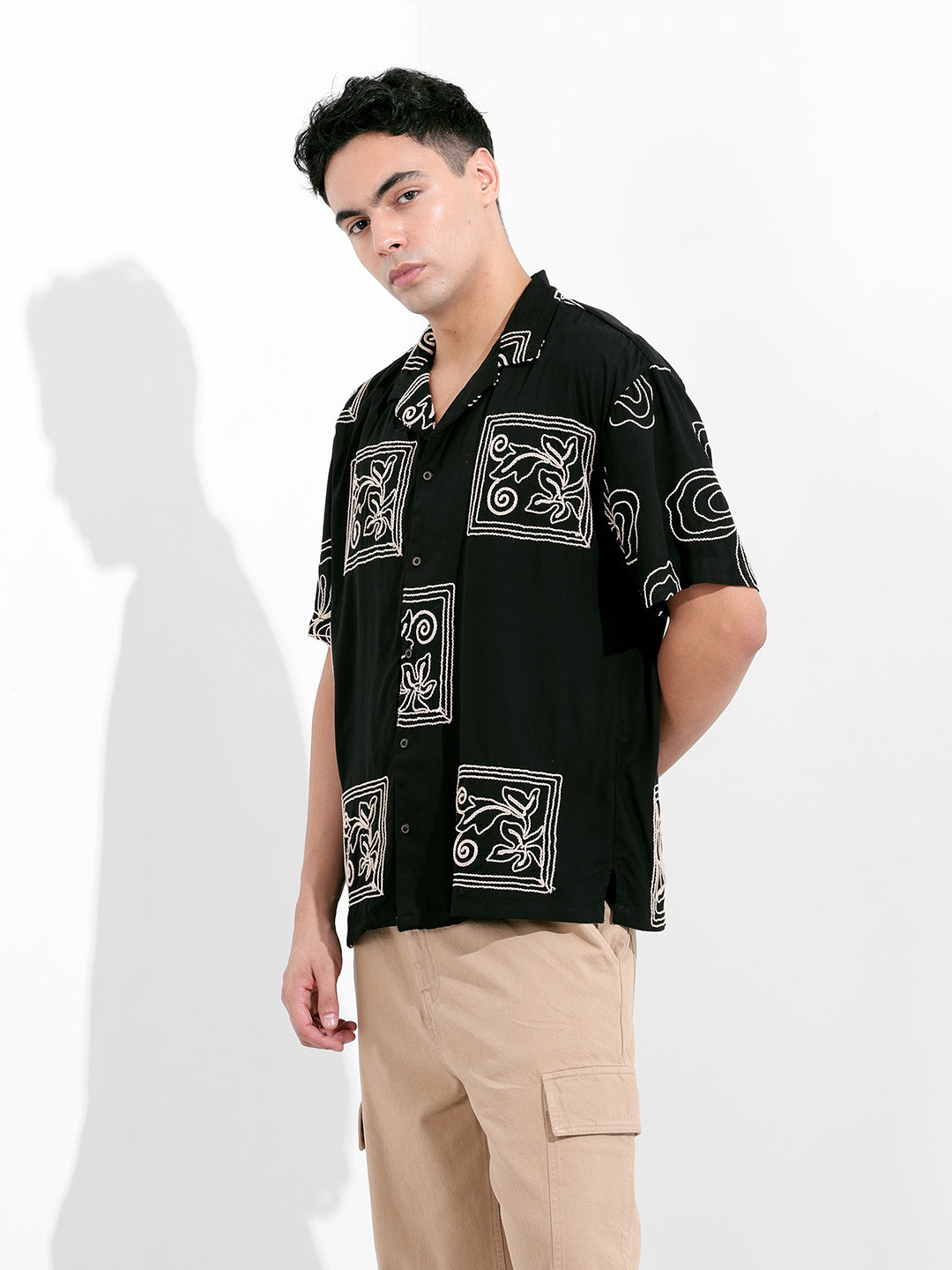 Men's Black Relaxed Fit Casual Shirt