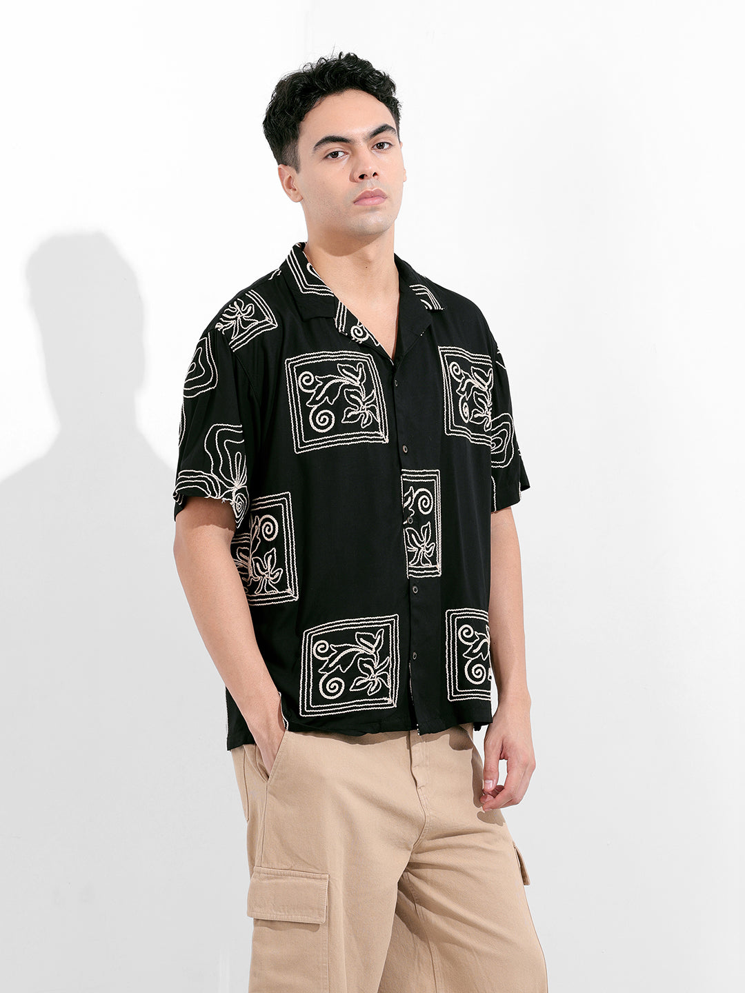 Men's Black Relaxed Fit Casual Shirt