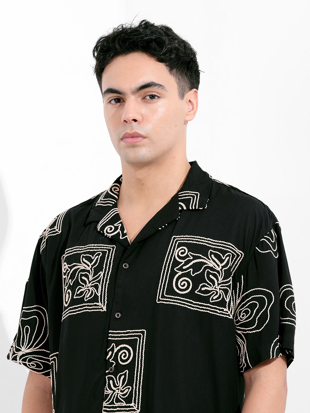 Men's Black Relaxed Fit Casual Shirt