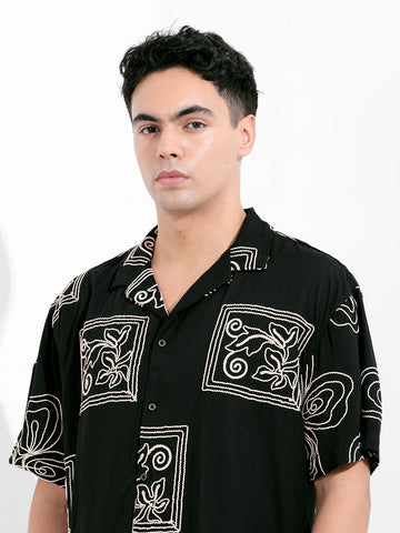 Men's Black Relaxed Fit Casual Shirt